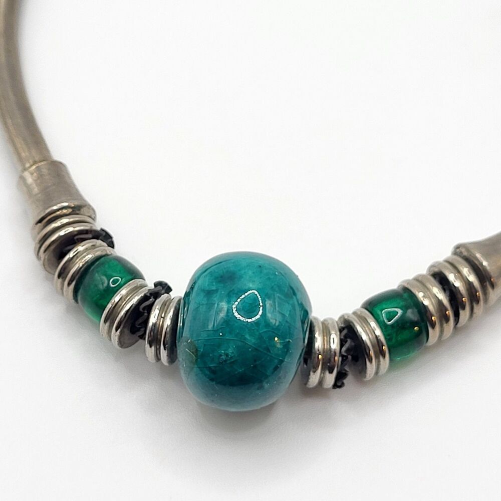 Malachite Green Chunky Bohemian Choker Collar 16in